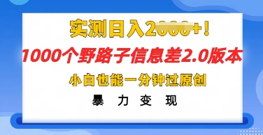 2025抖音1000个野路子信息差最新玩法，一分钟过原创，暴力变现月入几k-启原资源站