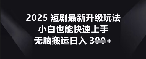 2025短剧最新升级玩法，小白也能快速上手，无脑搬运日入3张-启原资源站