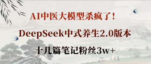AI中医大模型杀疯了！DeepSeek中式养生2.0版本，十几篇笔记粉丝3w+-启原资源站