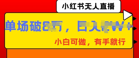 小红书无人直播，纯小白可做，有手就行，单场直播销售额破8w-启原资源站