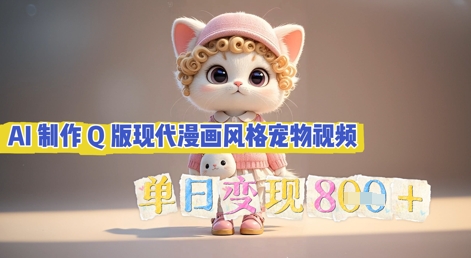 AI制作Q版现代漫画风格宠物视频，单日变现几张-启原资源站