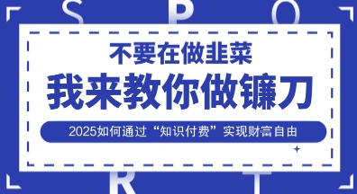 韭菜生涯终结者，我来教你做镰刀，2025如何通过“知识付费”实现财F自由【揭秘】-启原资源站