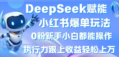 DeepSeek赋能小红书爆单玩法0粉新手小白都能操作，执行力跟上收益轻松上W，懒人勿做-启原资源站