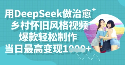 用DeepSeek做治愈乡村怀旧风格视频，爆款轻松制作，当日最高变现多张-启原资源站